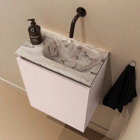 Mondiaz Ture DLux toiletmeubel 40cm rosee met wastafel glace rechts zonder kraangat