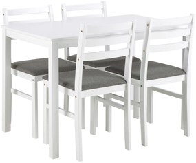 TORINO eetset + 4 stoelen Wit/Lichtgrijs (Sawana 21 stof) - HOUTEN SET VOOR KEUKEN/EETKAMER