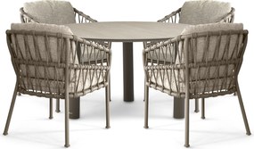 Tuinset Ronde Tuintafel 4 personen 140 cm Rope Taupe Santika Furniture Santika