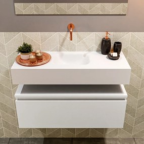 Mondiaz Andor toiletmeubel 80cm mat wit met witte wastafel midden zonder kraangat