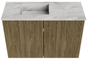 Mondiaz Joya DLux 60cm toiletmeubel dusk met wastafel faye links zonder kraangat glace