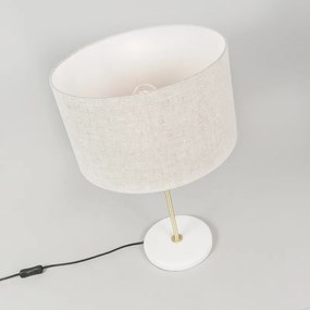 Tafellamp messing met grijze kap 35 cm - Kaso Modern E27 rond Binnenverlichting Lamp