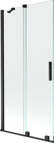 Mexen Velar 2-delige verschuifbare badwandscherm 90 x 150 cm, transparant, zwart - 896-090-000-01-70
