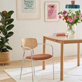 Tafelfauteuil van chroom en hout, Avino