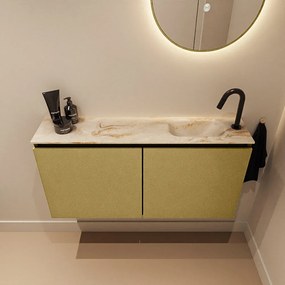 Mondiaz Ture DLux toiletmeubel 100cm oro met wastafel frappe rechts met kraangat