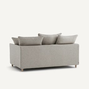 Compacte slaapbank in viscose met structuur en linnen, LAZARE