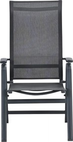 Garden Impressions Siena tuinstoel verstelbaar donker grijs - 2 stuks