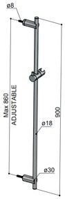 Hotbath Archie glijstang 90cm koper geborsteld PVD