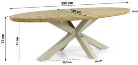 Dining Tuintafel ovaal 280 x 130 cm Aluminium/Teak Taupe Santika Diogo