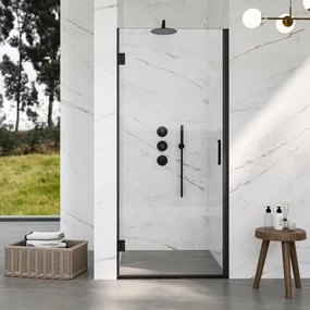 Saniclass Neptune 5000 Douchedeur - 65x200cm - profielloos veiligheidsglas - anti kalk - mat zwart NWA6211-65MB