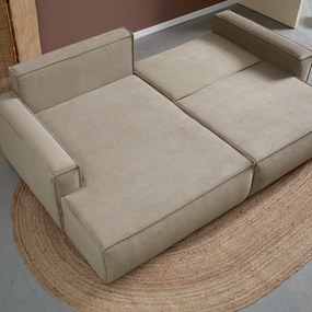 Beige Slaapbank Chaise Longue Links