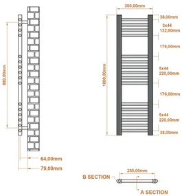 Eastbrook Wingrave radiator 100x30cm 343 watt wit glans