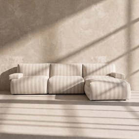 Modulaire Bank Met Hocker Strepen Beige Wit
