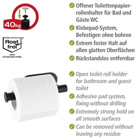 Wenko Orea turbo-loc toiletrolhouder RVS zwart mat