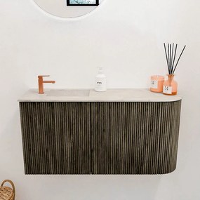 Mondiaz Joya DLux 80cm toiletmeubel ronding rechts shadow met wastafel faye links 1 kraangat ostra