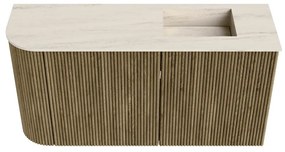 Mondiaz Joya DLux 80cm toiletmeubel ronding links dusk met wastafel faye rechts zonder kraangat meli