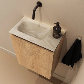 Mondiaz Ture DLux toiletmeubel 40cm washed oak met wastafel ostra links zonder kraangat