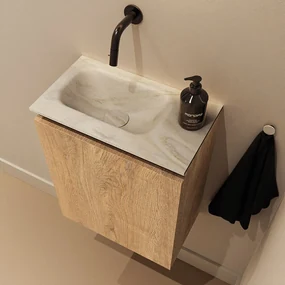 Mondiaz Ture DLux toiletmeubel 40cm washed oak met wastafel ostra links zonder kraangat