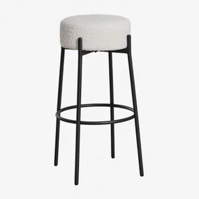 Anisa Gestoffeerde Barkruk 75 Cm Zwart & Bouclé Wit - Sklum