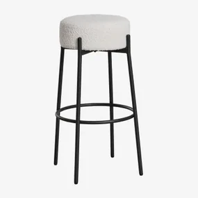 Anisa Gestoffeerde Hoge Kruk 75 Cm Zwart & Bouclé Wit - Sklum