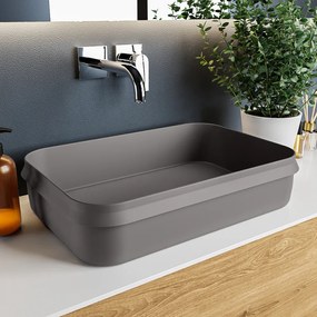 Mondiaz Arvo Solid Surface waskom 55x38cm dark grey