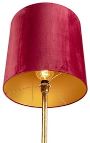 Vintage vloerlamp goud met rode kap 40 cm - Simplo Klassiek / Antiek E27 Binnenverlichting Lamp