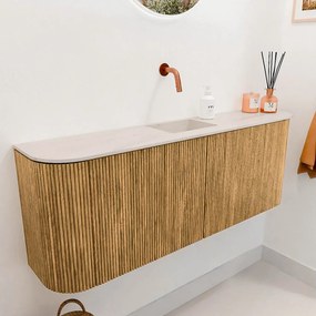 Mondiaz Joya DLux 115cm toiletmeubel ronding links/rechts oak met wastafel faye midden zonder kraangat meli