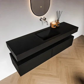 Zaro Alan badmeubel 160cm urban 2 lades met vrijhangende wastafel cloud midden zonder kraangat urban