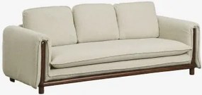 3-zits Bank In Bouclé En Rubberhout Pablian Bouclé Beige - Sklum