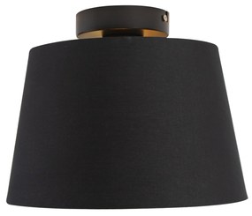 Stoffen Plafondlamp met katoenen kap zwart met goud 25 cm - Combi zwart Klassiek / Antiek E27 rond Binnenverlichting Lamp