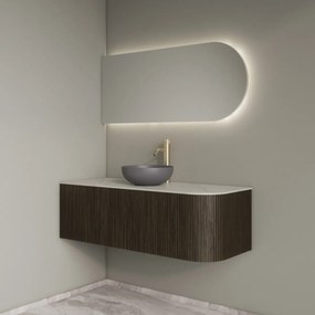 Gliss Design Alluro badmeubel ribbelfront met ronding rechts 120cm charcoal en wit marmer toppaneel