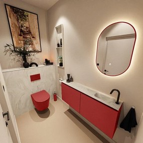 MONDIAZ TURE-DLUX 120cm toiletmeubel Fire. EDEN wastafel Ostra positie rechts. Met 1 kraangat. TUREDX120FIRR1OST