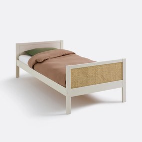 Eenpersoons rieten bed met lattenbodem, Caneo