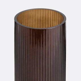 Vaas in geribbeld glas H26 cm, Valira