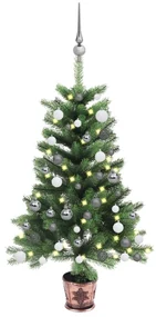 vidaXL Kunstkerstboom met LED's en kerstballen 90 cm groen