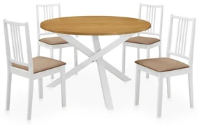 vidaXL 5-delige Eethoek MDF wit