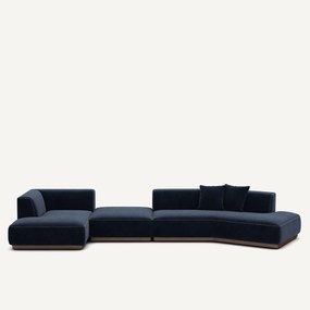 Open hoekbank links XL in chenille fluweel, JACOPO