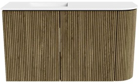Mondiaz Joya 70cm toiletmeubel ronding rechts dusk met wastafel faye links 1 kraangat talc
