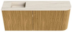 Mondiaz Joya DLux 100cm toiletmeubel ronding rechts oak met wastafel faye links 1 kraangat meli