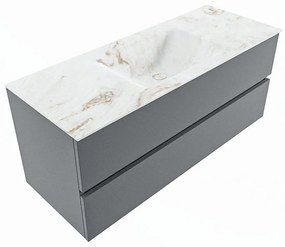 Mondiaz Vica DLux badmeubel 120cm plata 2 lades met wastafel frappe midden zonder kraangat
