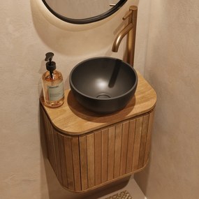 Livli Estrela toiletmeubel 40cm ribbelfront met mat zwarte waskom