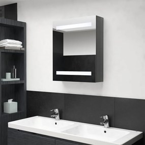 vidaXL Badkamerkast met spiegel en LED 50x14x60 cm glanzend grijs