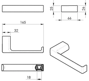Gedy Pirenei design toiletrolhouder mat zwart