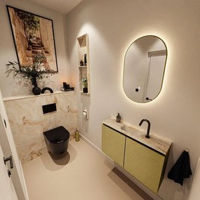 MONDIAZ TURE-DLUX 80cm toiletmeubel Oro. EDEN wastafel Frappe positie midden. Met 1 kraangat. TUREDX80OROM1FRA