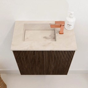 Mondiaz Joya DLux 40cm toiletmeubel walnut met wastafel faye links 1 kraangat frappe
