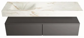 Mondiaz Alan DLux badmeubel 150cm dark grey 2 lades met wastafel frappe links zonder kraangat