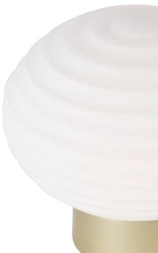 LED Tafellamp met dimmer messing met opaal glas oplaadbaar - Lexie Modern rond Binnenverlichting Lamp