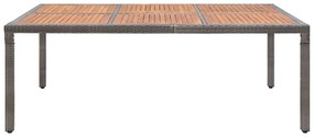 vidaXL Tuintafel 200x150x74 cm poly rattan en massief acaciahout grijs