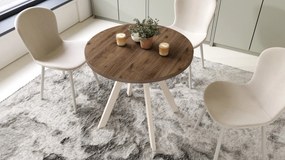 ALMO 80 Notenhout Elegant / beige poten – ronde tafel met Y-poten, loft/industrieel voor keuken, woonkamer en eetkamer