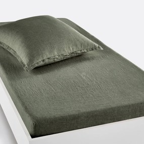 Hoeslaken in gewassen linnen, omslag 30 cm, Linot